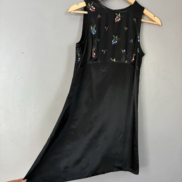 90s Y2K XOXO Satin Babydoll Dress Embroidered Sundress Floral size 0/2 XS - Picture 5 of 12